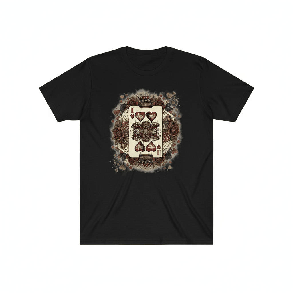 10 Hearts Collection T-Shirt - Vintage Playing Card Valentine's Design - TaggEt Dezignz