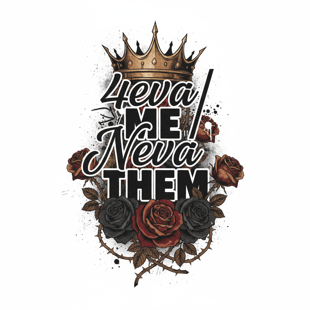 4eva Me Neva Them DTF Transfer Sheet - Fierce Independence Valentine's Design - TaggEt Dezignz