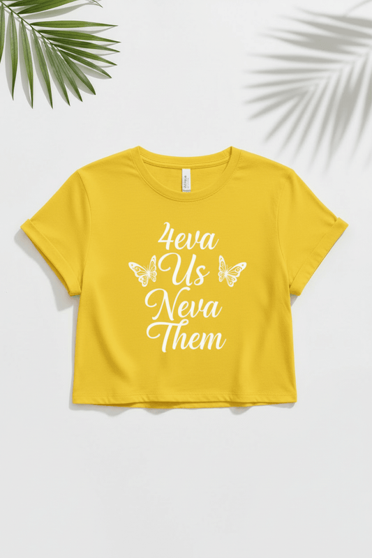 4eva Us Neva Them™ — Side Butterflies Crop Tee - TaggEt Dezignz
