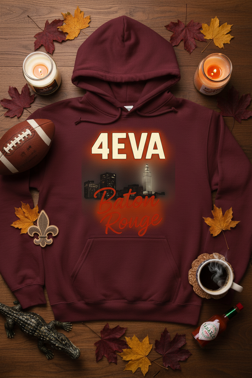 Baton Rouge Hoodie Fall Football Flat Lay
