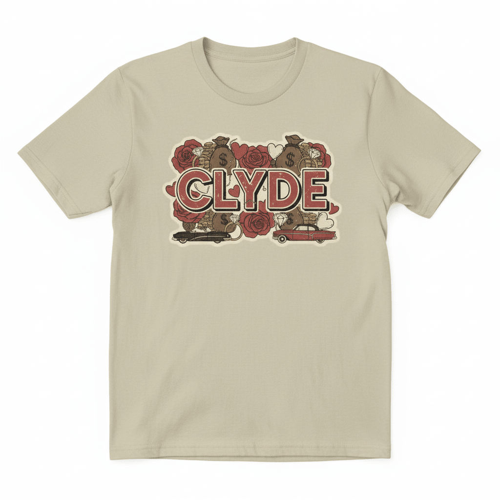 Clyde T-Shirt - Vintage Valentine's Couples Design - TaggEt Dezignz