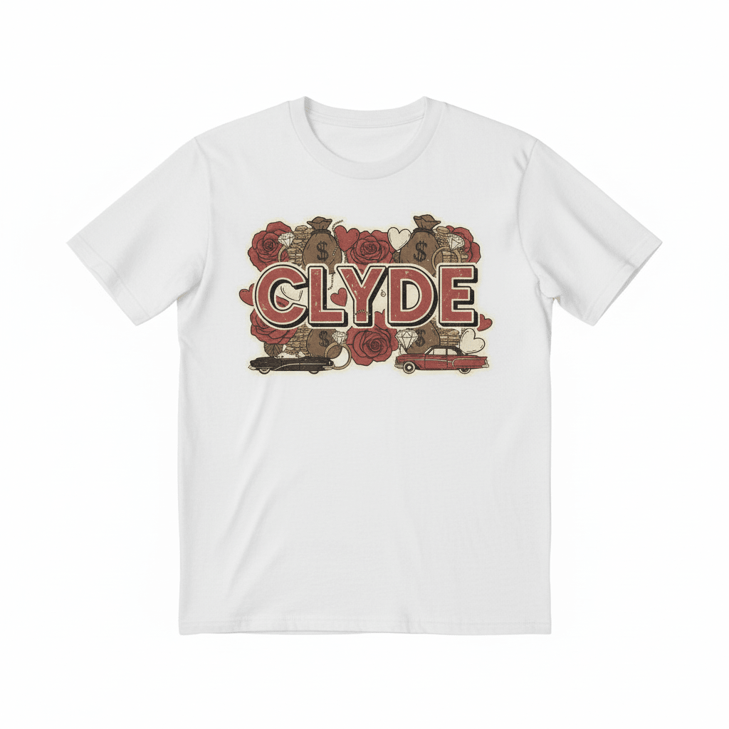 Clyde T-Shirt - Vintage Valentine's Couples Design - TaggEt Dezignz