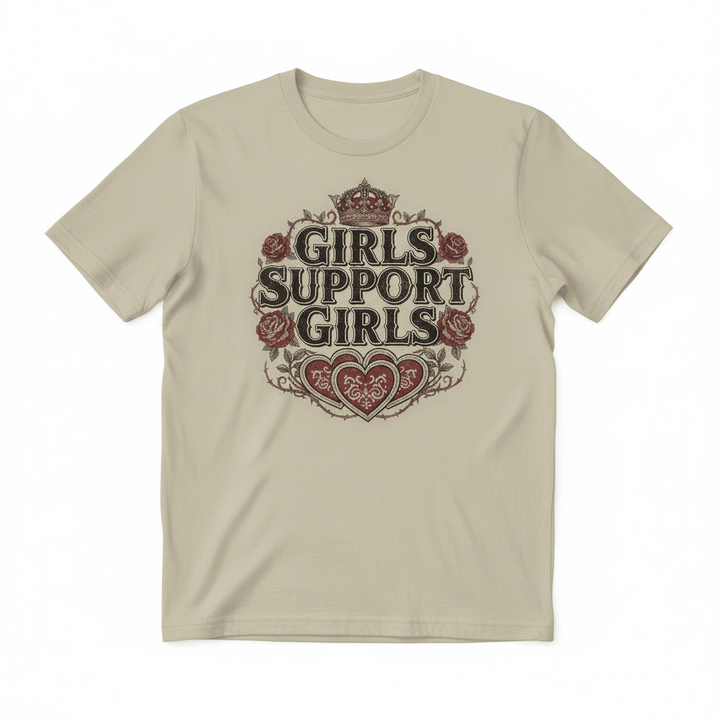 Girls Support Girls T-Shirt - Girl Power Valentine's Design - TaggEt Dezignz