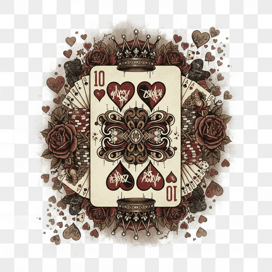 10 Hearts Collection DTF Transfer Sheet - Vintage Playing Card Valentine's Design - TaggEt Dezignz