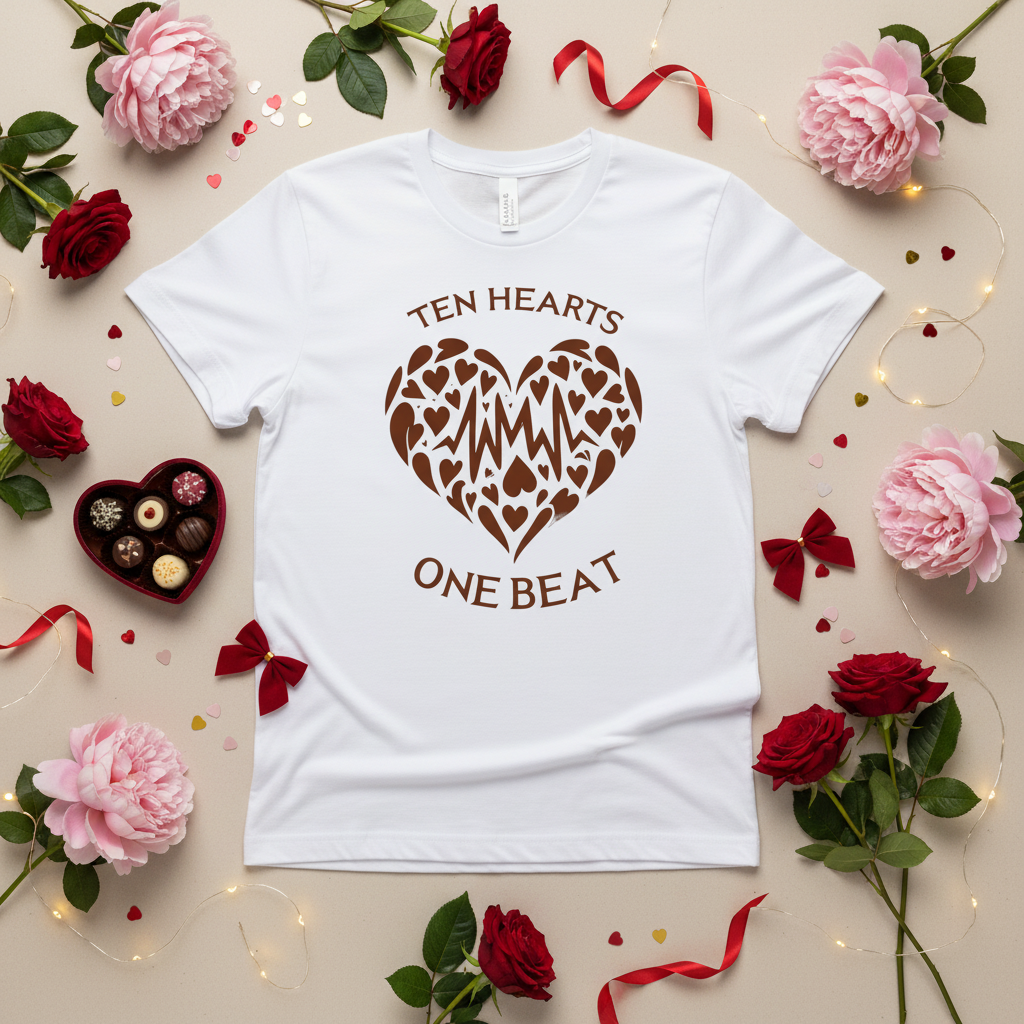 10 Hearts Collection t-shirt flat lay