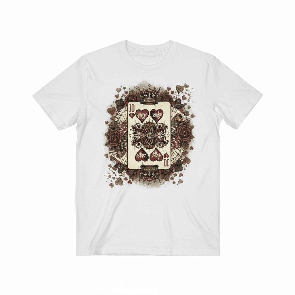 10 Hearts Collection T-Shirt - Vintage Playing Card Valentine's Design - TaggEt Dezignz