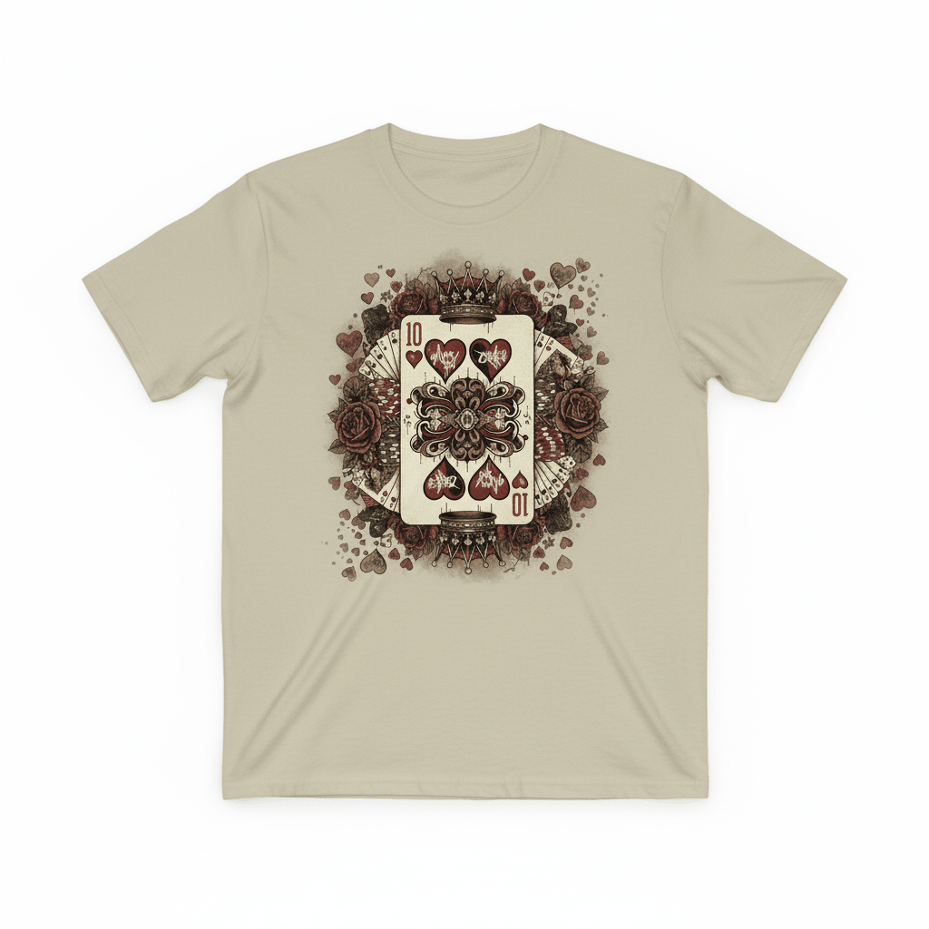 10 Hearts Collection T-Shirt - Vintage Playing Card Valentine's Design - TaggEt Dezignz