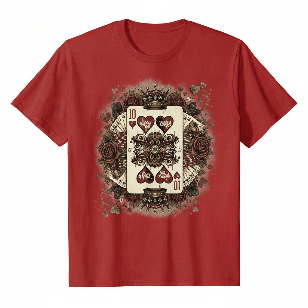 10 Hearts Collection T-Shirt - Vintage Playing Card Valentine's Design - TaggEt Dezignz