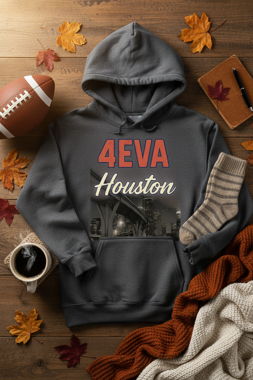 4EVA Houston Hoodie Fall Flat Lay