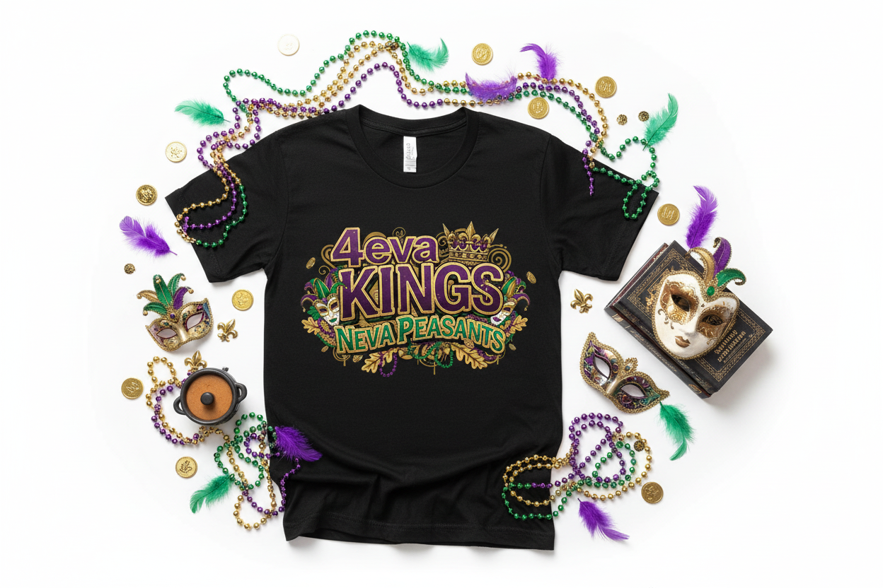 4eva Kings Neva Peasants T-Shirt Mardi Gras Lifestyle