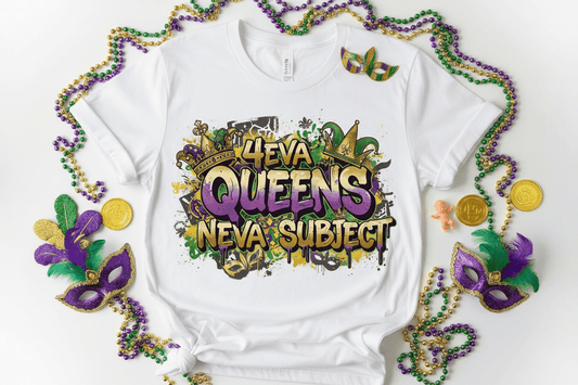 4eva Queens Neva Subject Graffiti Mardi Gras DTF Transfer Sheet - Purple Green Gold - TaggEt Dezignz