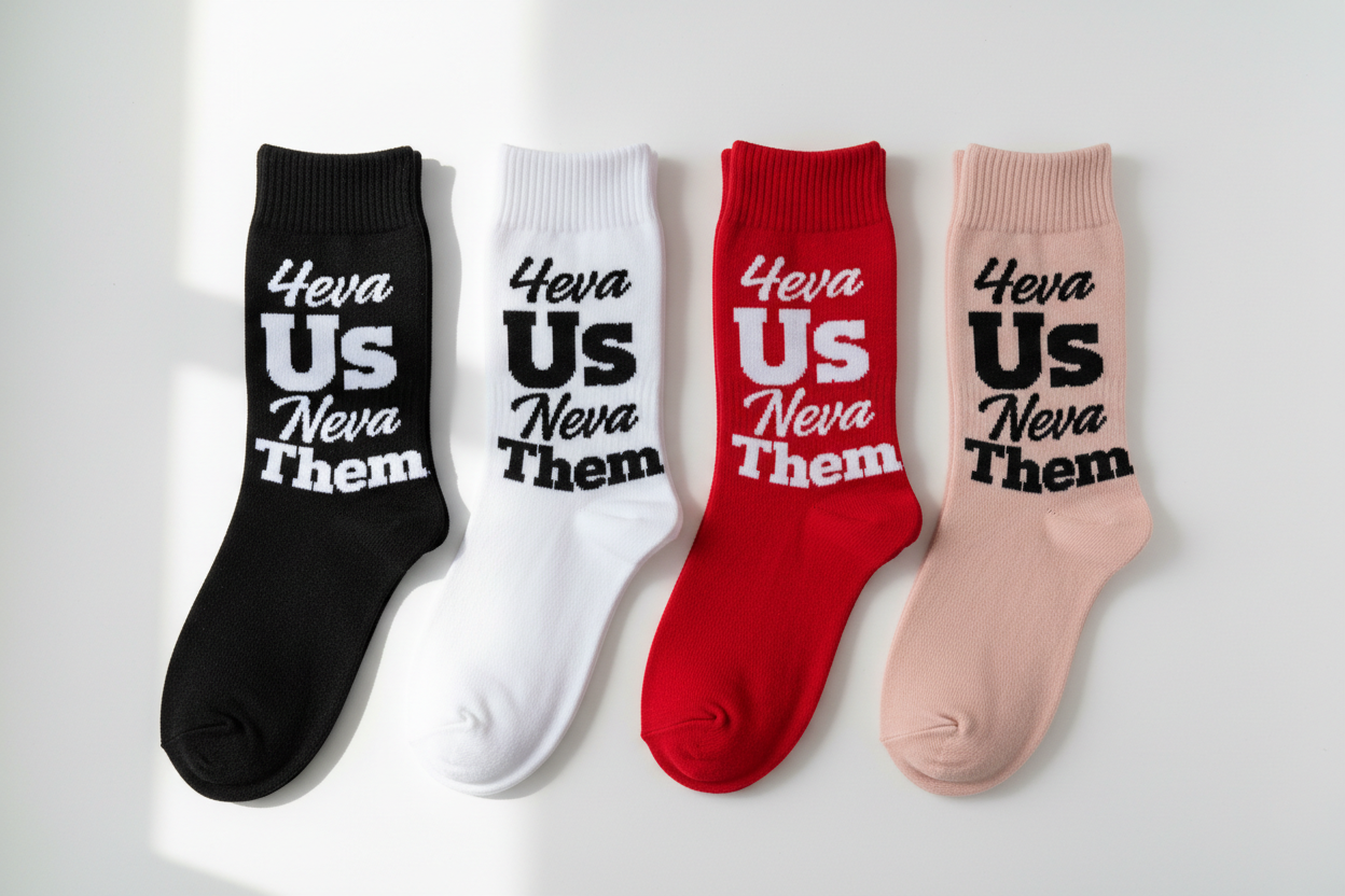 4eva Us Neva Them 4pk Sock Set Flat Lay