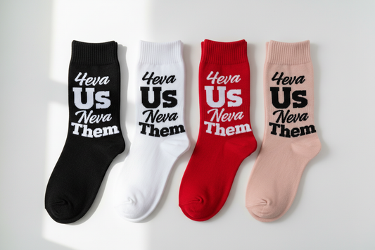 4eva Us Neva Them 4pk Sock Set Flat Lay