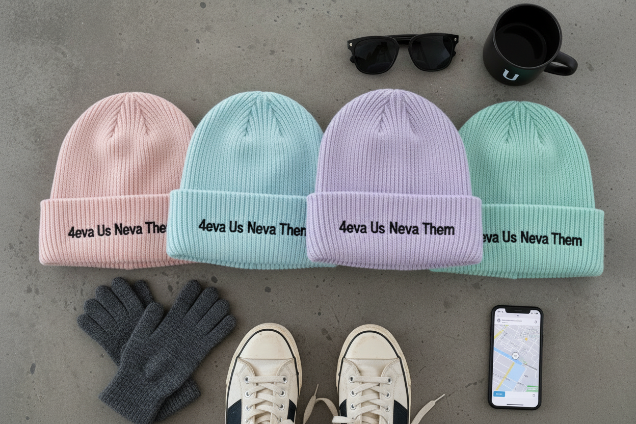 4eva Us Neva Them beanie 4-pack in pastel colors