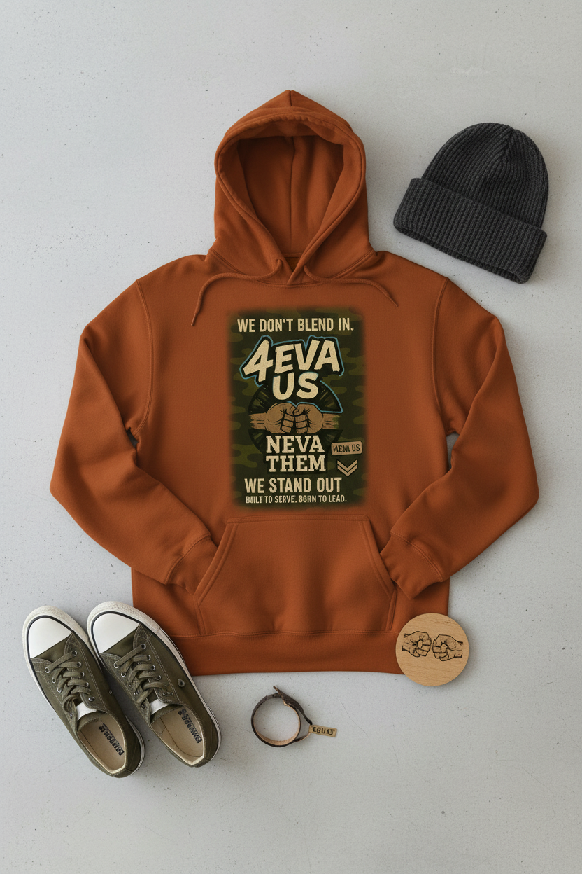 4eva Us Neva Them Cozy Loyalty Hoodie flat lay