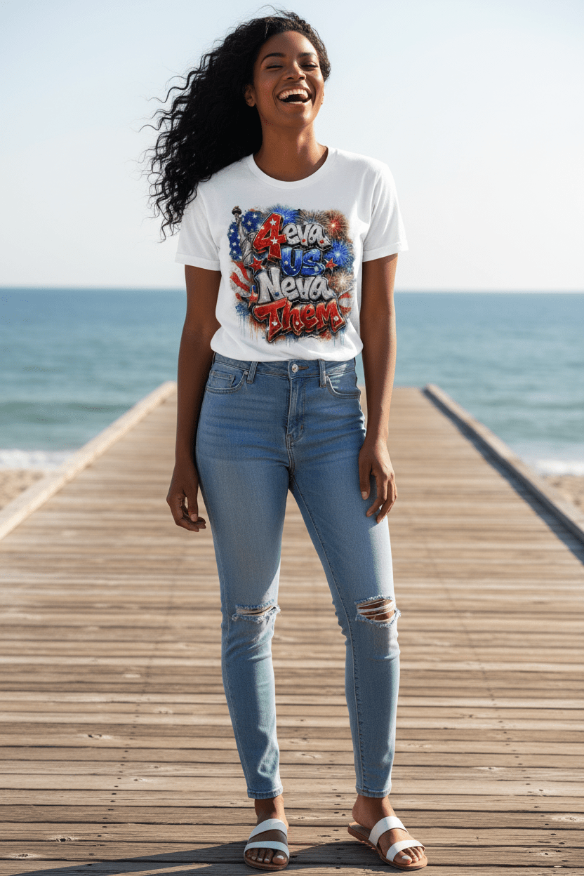 4eva Us Neva Them Graffiti Patriotic Graphic Tee - TaggEt Dezignz
