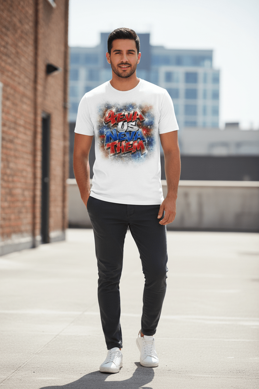 4eva Us Neva Them Graffiti Patriotic Graphic Tee 2 Color Switch - TaggEt Dezignz