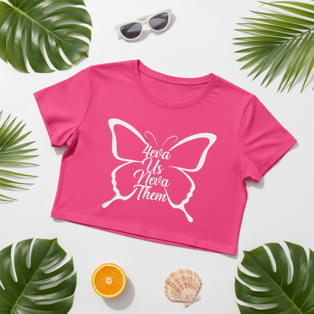 4eva Us Neva Them™ — Hollow Butterfly Crop Tee - TaggEt Dezignz