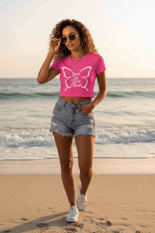 4eva Us Neva Them™ — Hollow Butterfly Crop Tee - TaggEt Dezignz