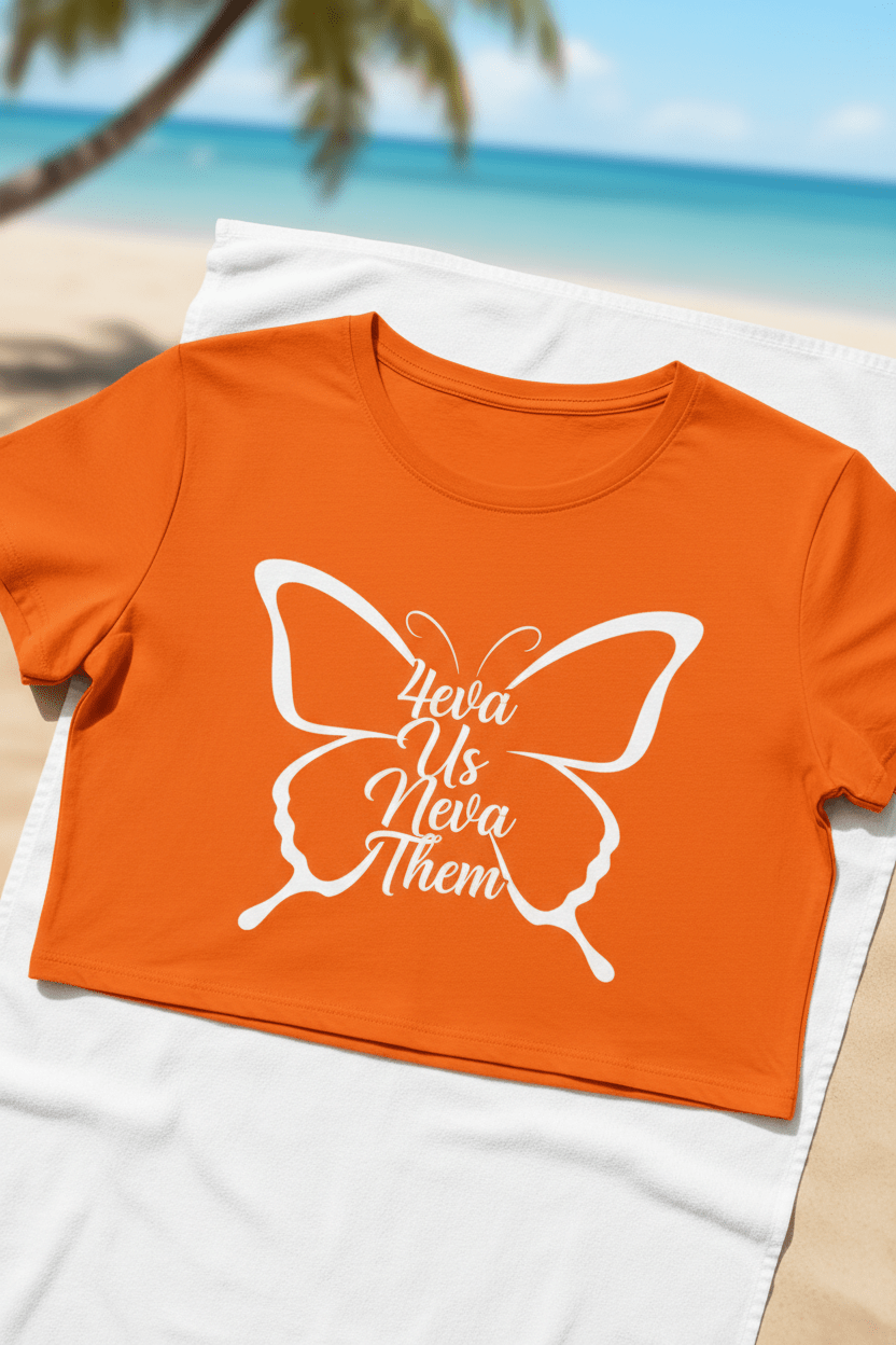 4eva Us Neva Them™ — Hollow Butterfly Crop Tee - TaggEt Dezignz