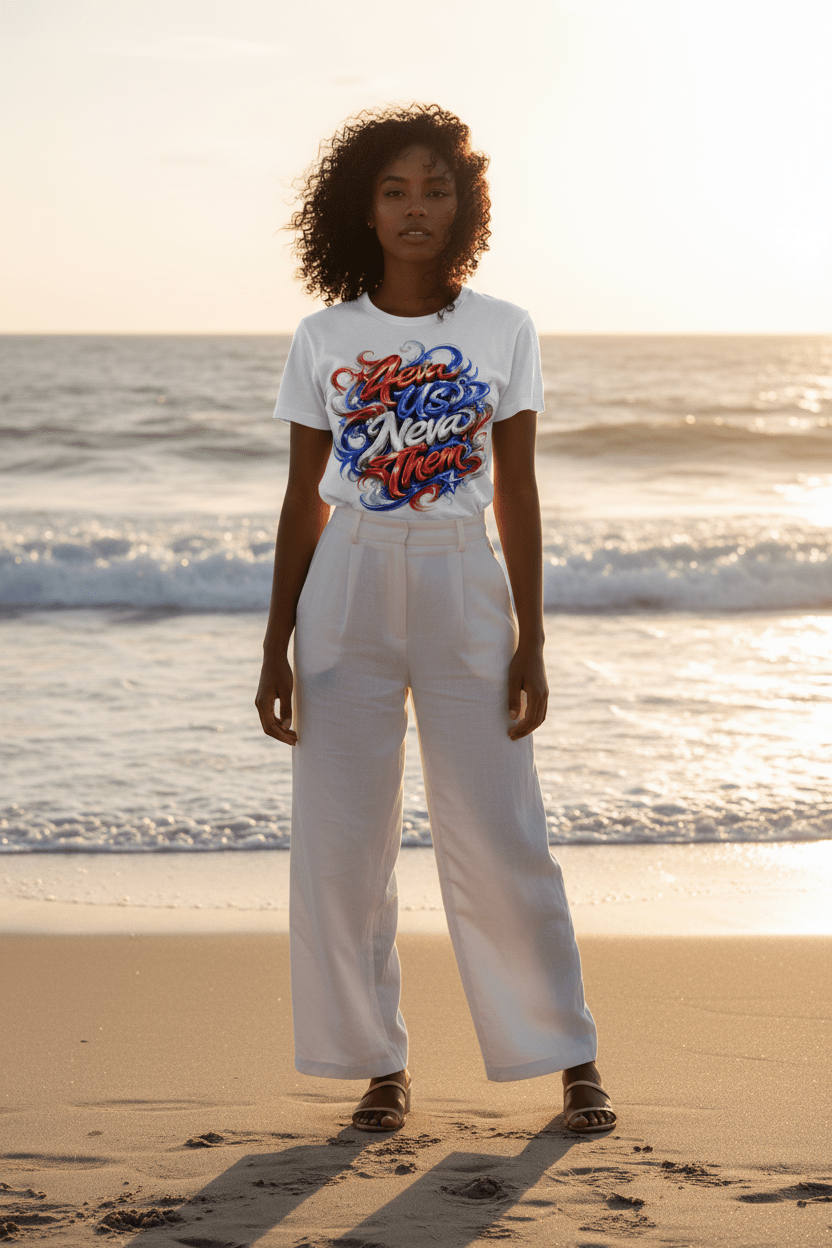 4eva Us Neva Them Patriotic Swirl Graphic Tee - TaggEt Dezignz