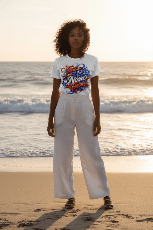 4eva Us Neva Them Patriotic Swirl Graphic Tee - TaggEt Dezignz