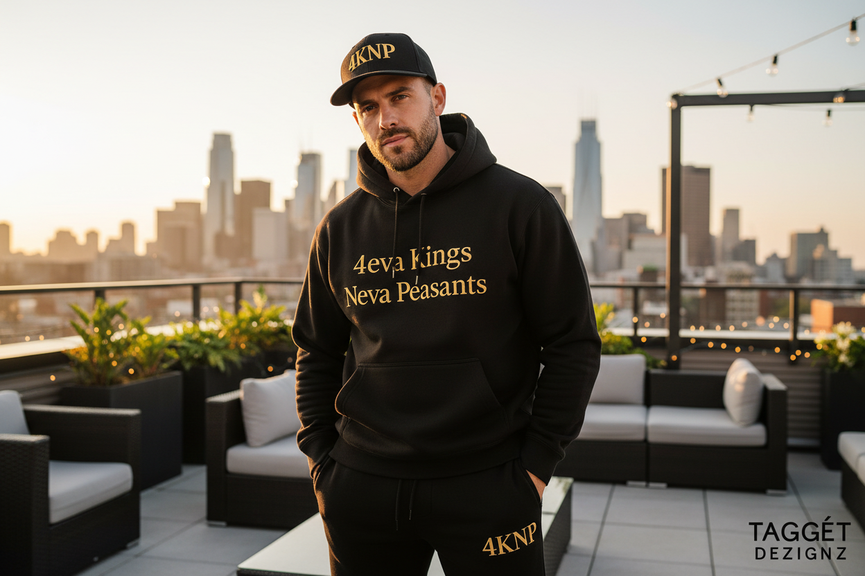 4KNP Embroidery jogger set lifestyle photo