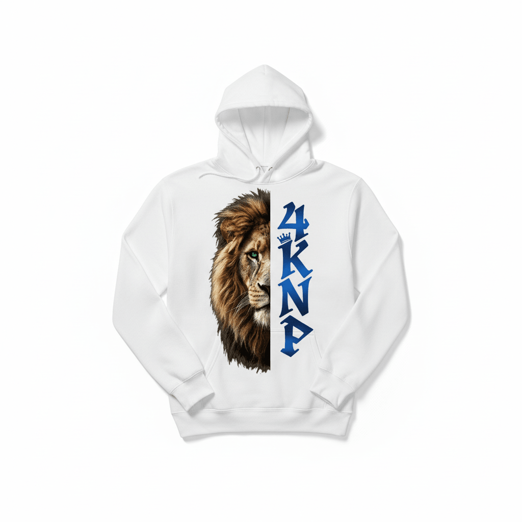 4KNP Half‑Lion Statement Hoodie – Whiteyes online storer i sthere Unisex Streetwear - TaggEt Dezignz