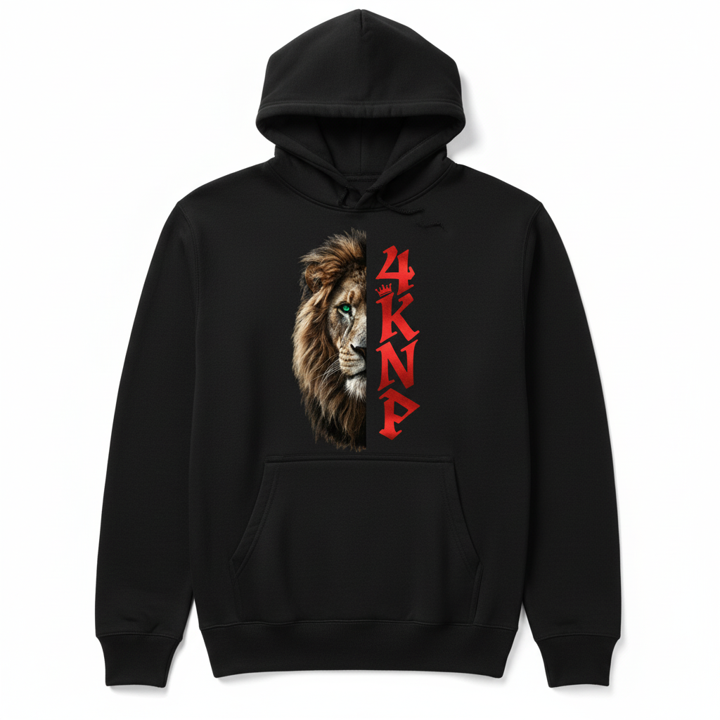4KNP Hoodie - Black/Red Vertical Stack