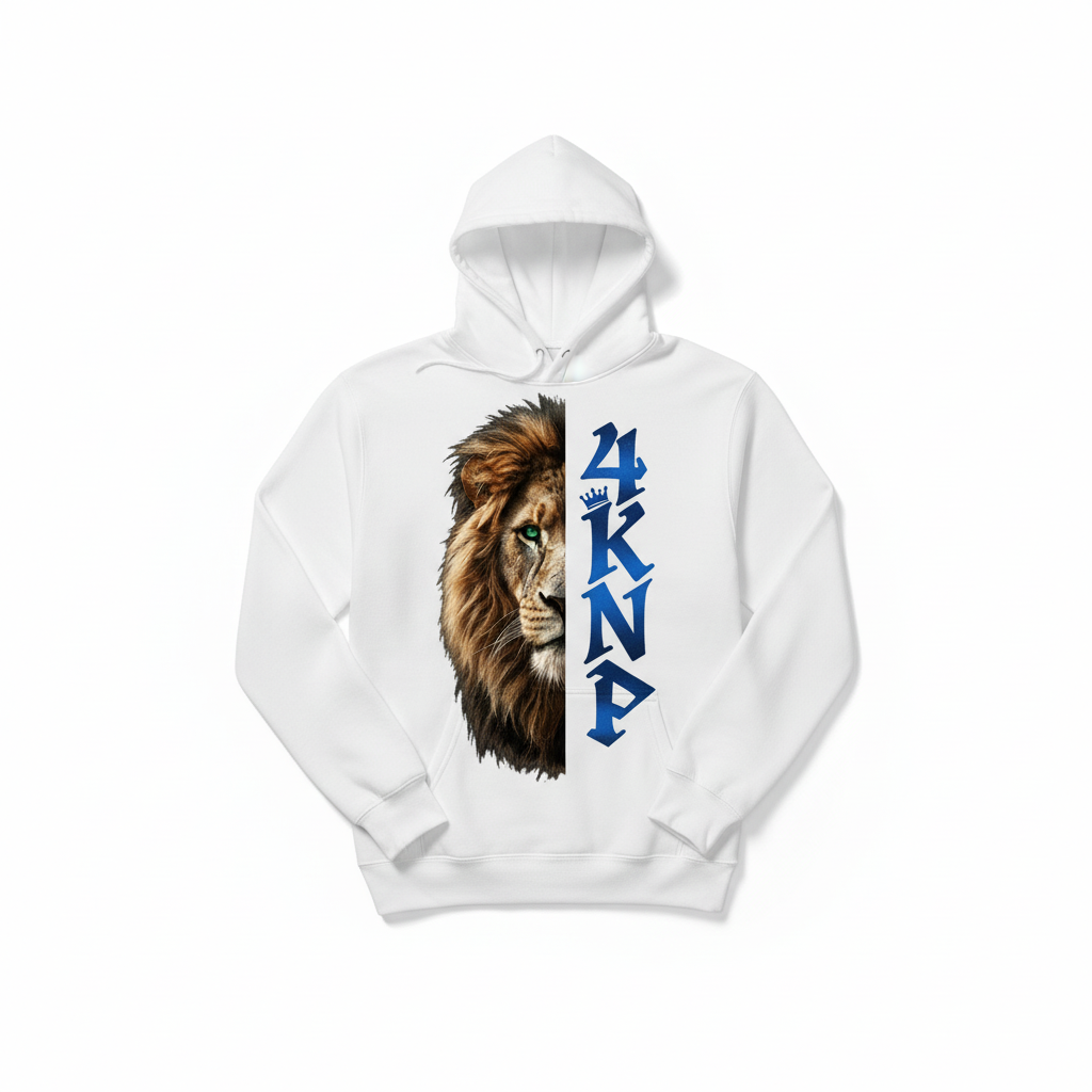4KNP Hoodie - White/Blue Vertical Stack