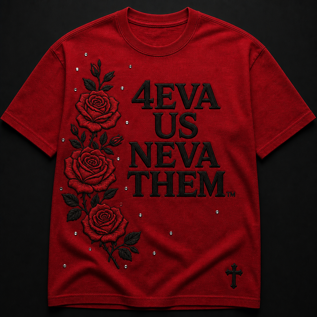 4eva Us Neva Them™ Crimson Rose Embroidered Tee