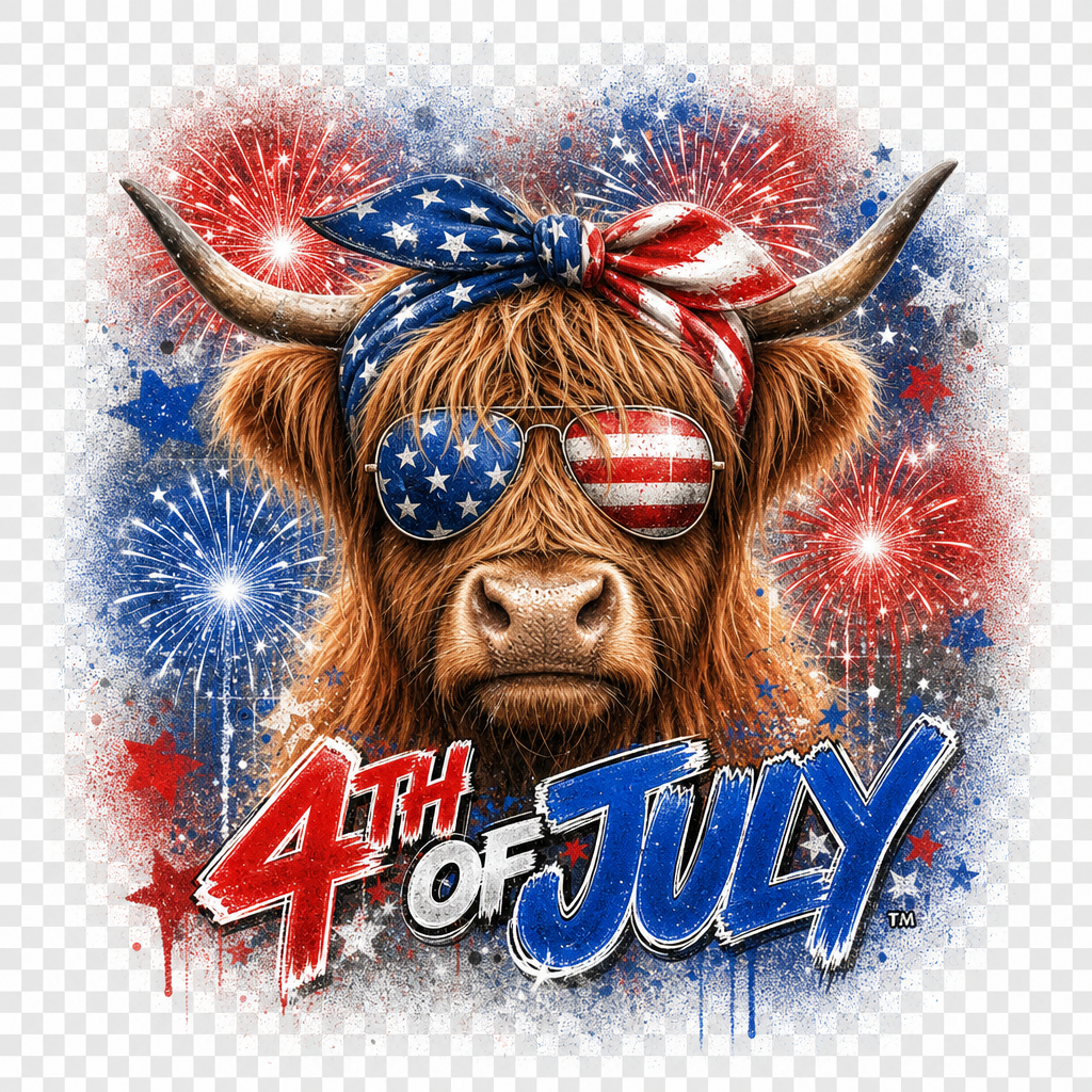 Highland Cow 4th of July Graphic Tee
