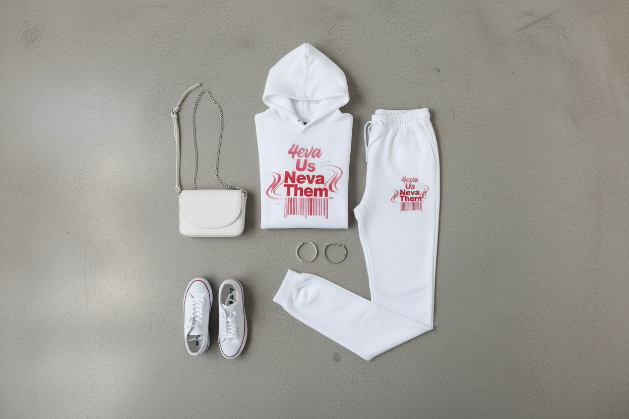 Barcode edition jogger set flat lay