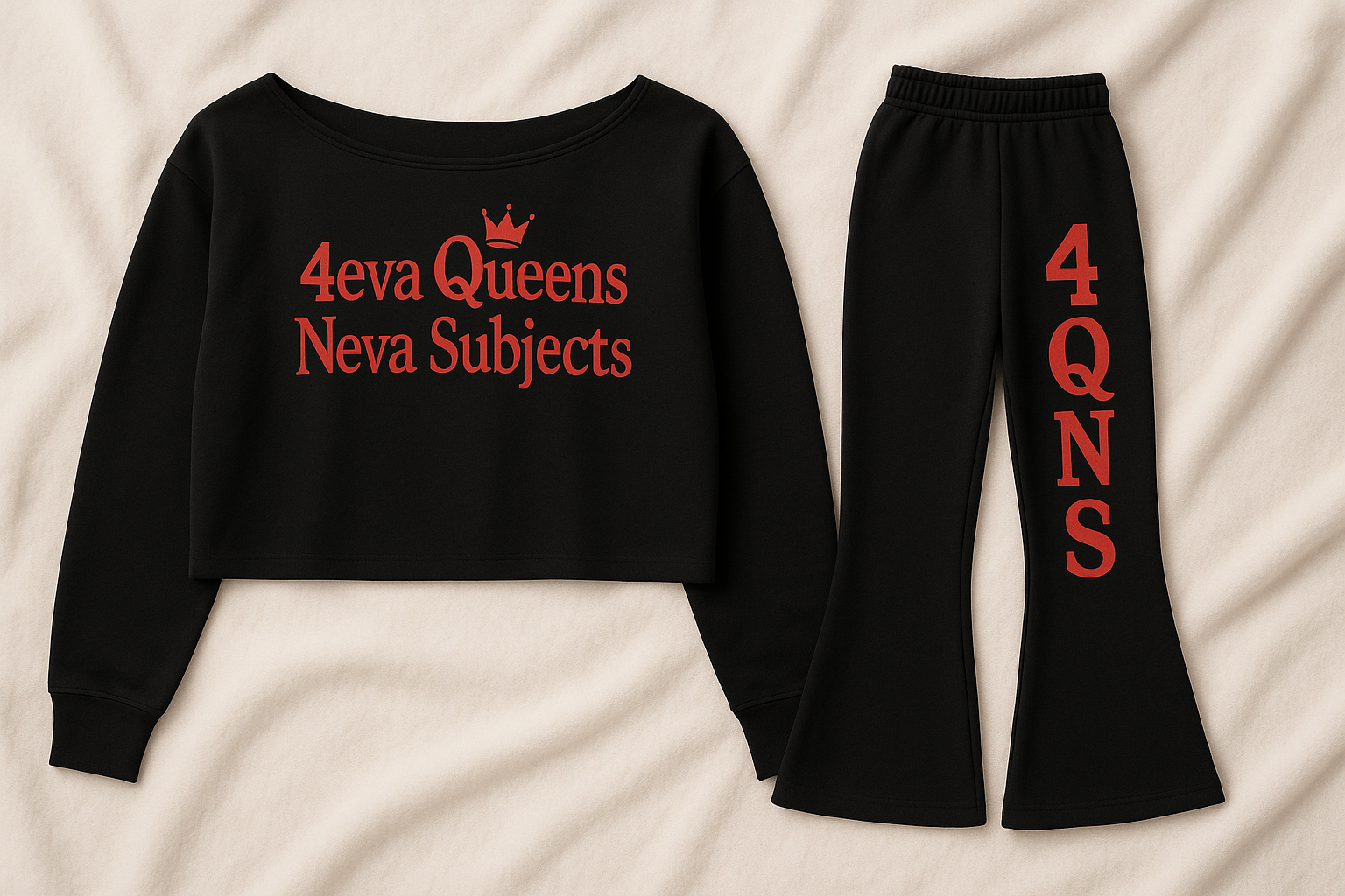 Black & Red 4eva Queen Neva Subjects Regular or Flare Leg Jogger Set