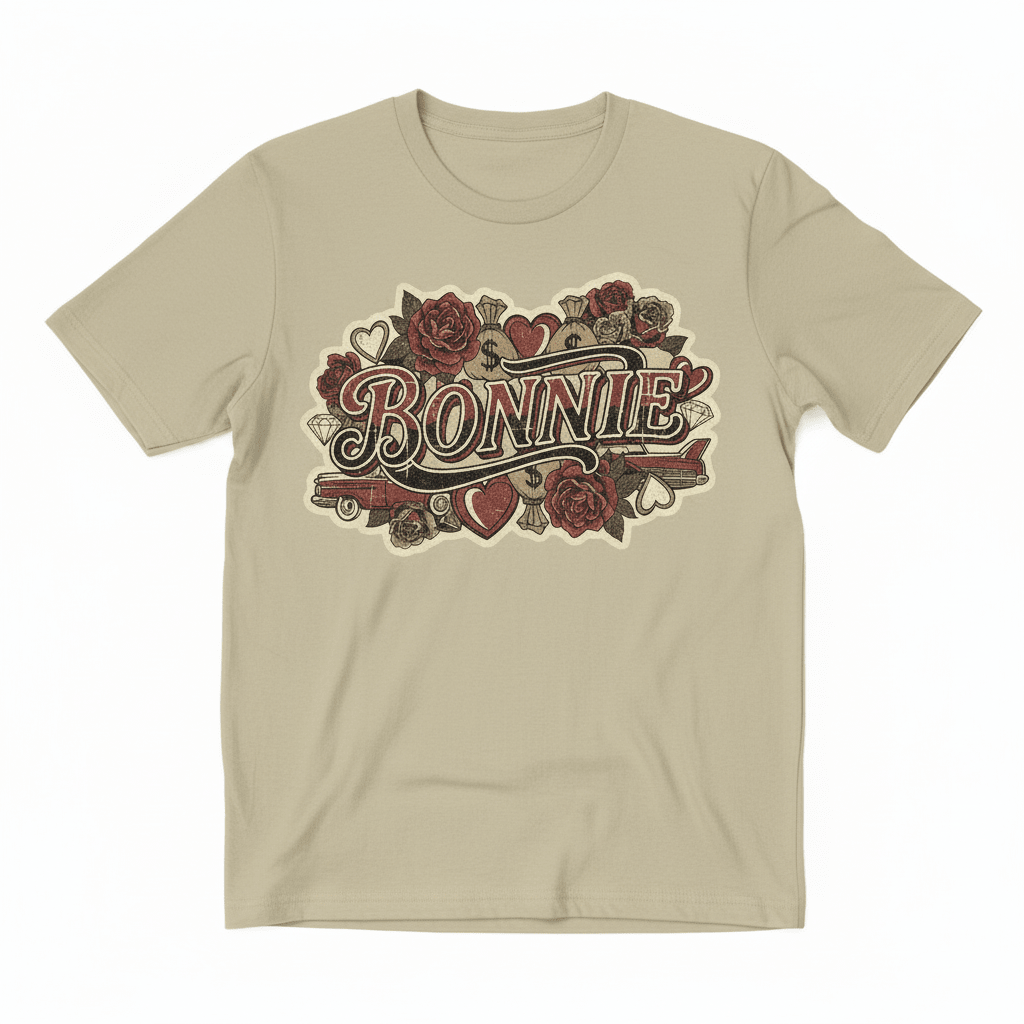 Bonnie T-Shirt - Vintage Valentine's Couples Design - TaggEt Dezignz