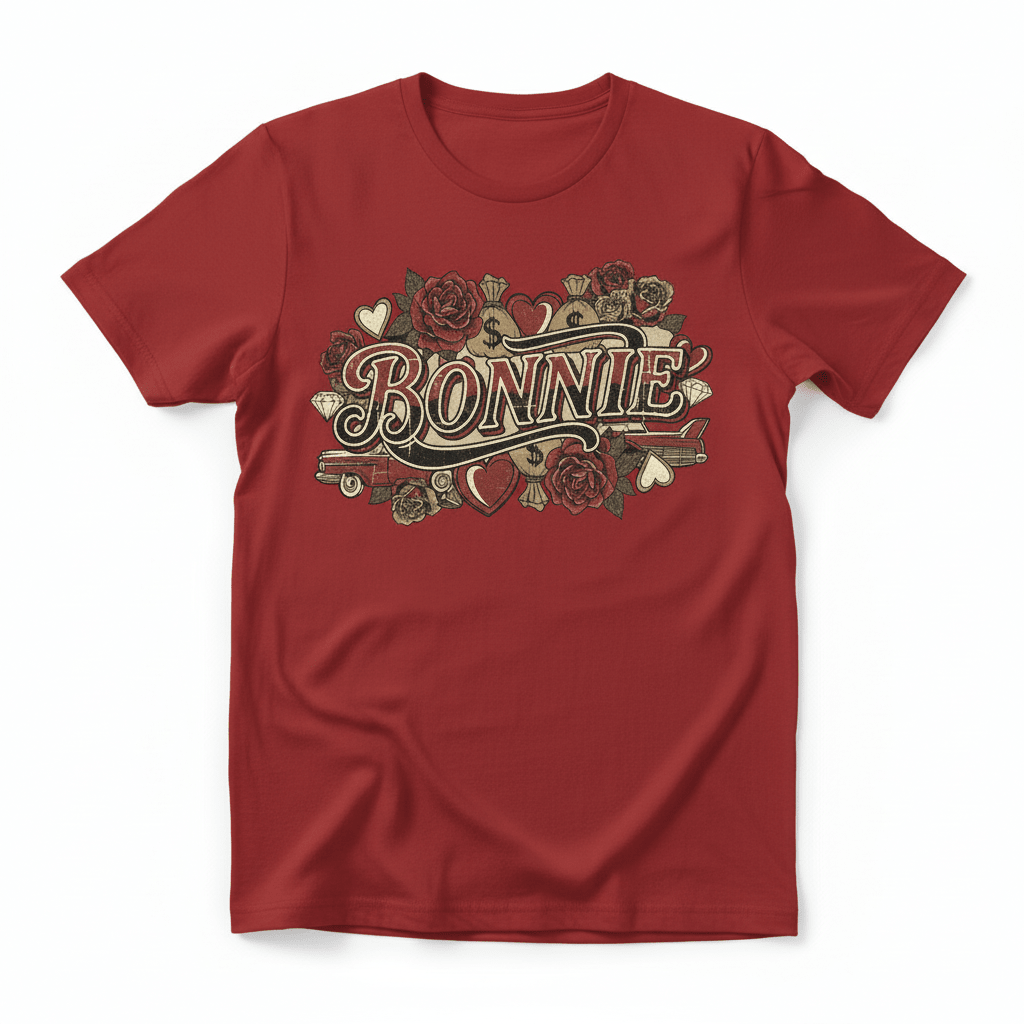 Bonnie T-Shirt - Vintage Valentine's Couples Design - TaggEt Dezignz