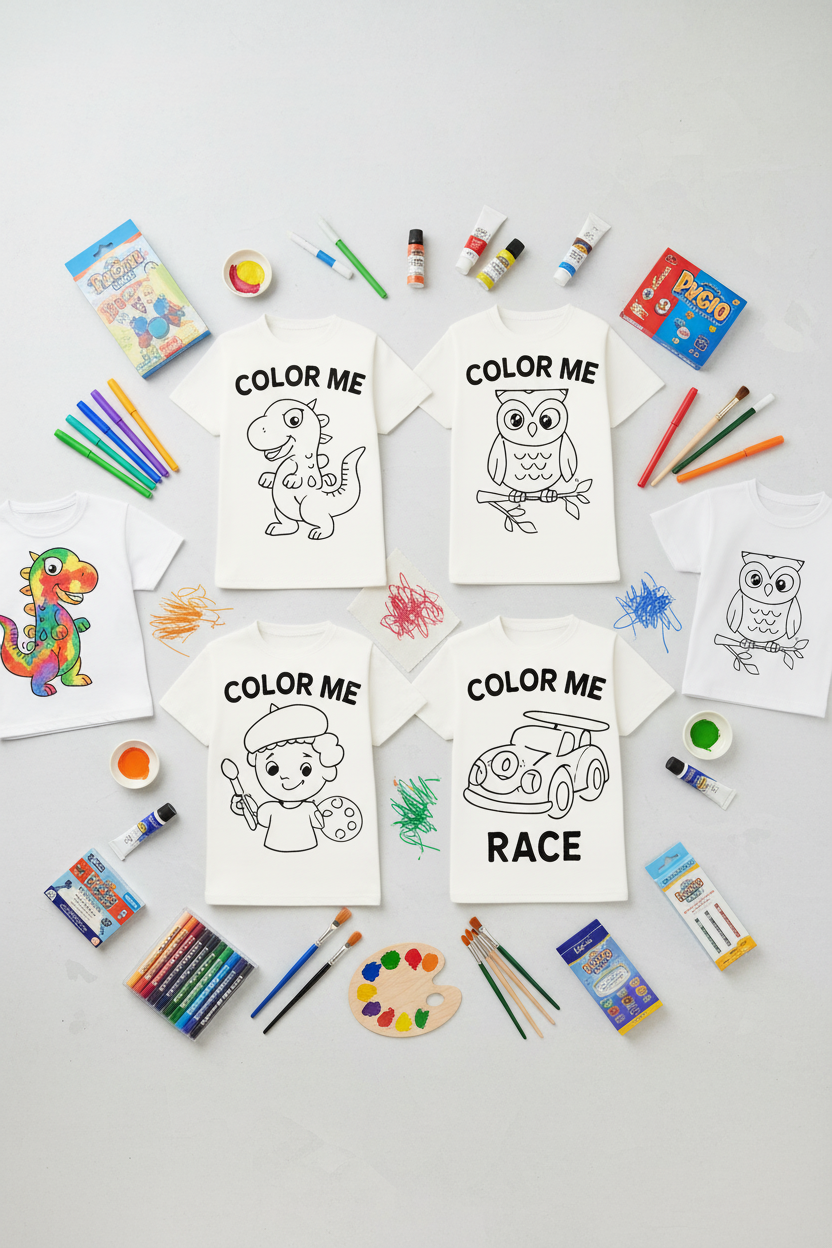 Color Me T-Shirts flat lay