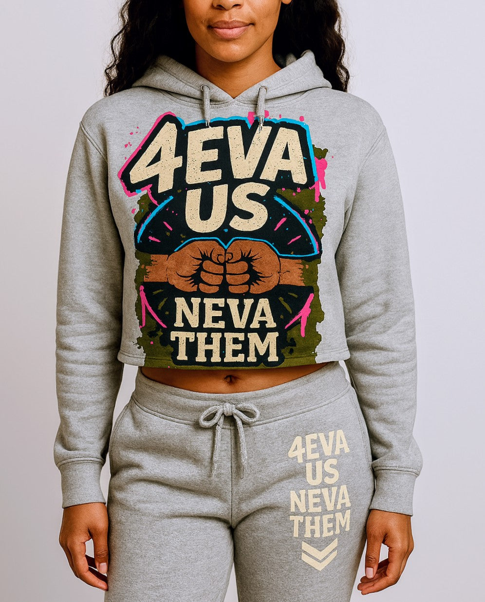 4eva Us Neva Them Cozy Cropped Jogger Set