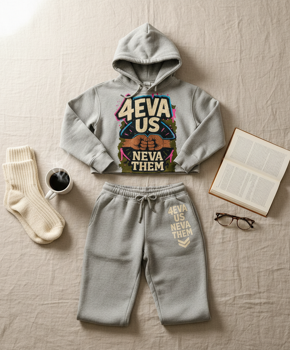 Cozy cropped jogger set flat lay