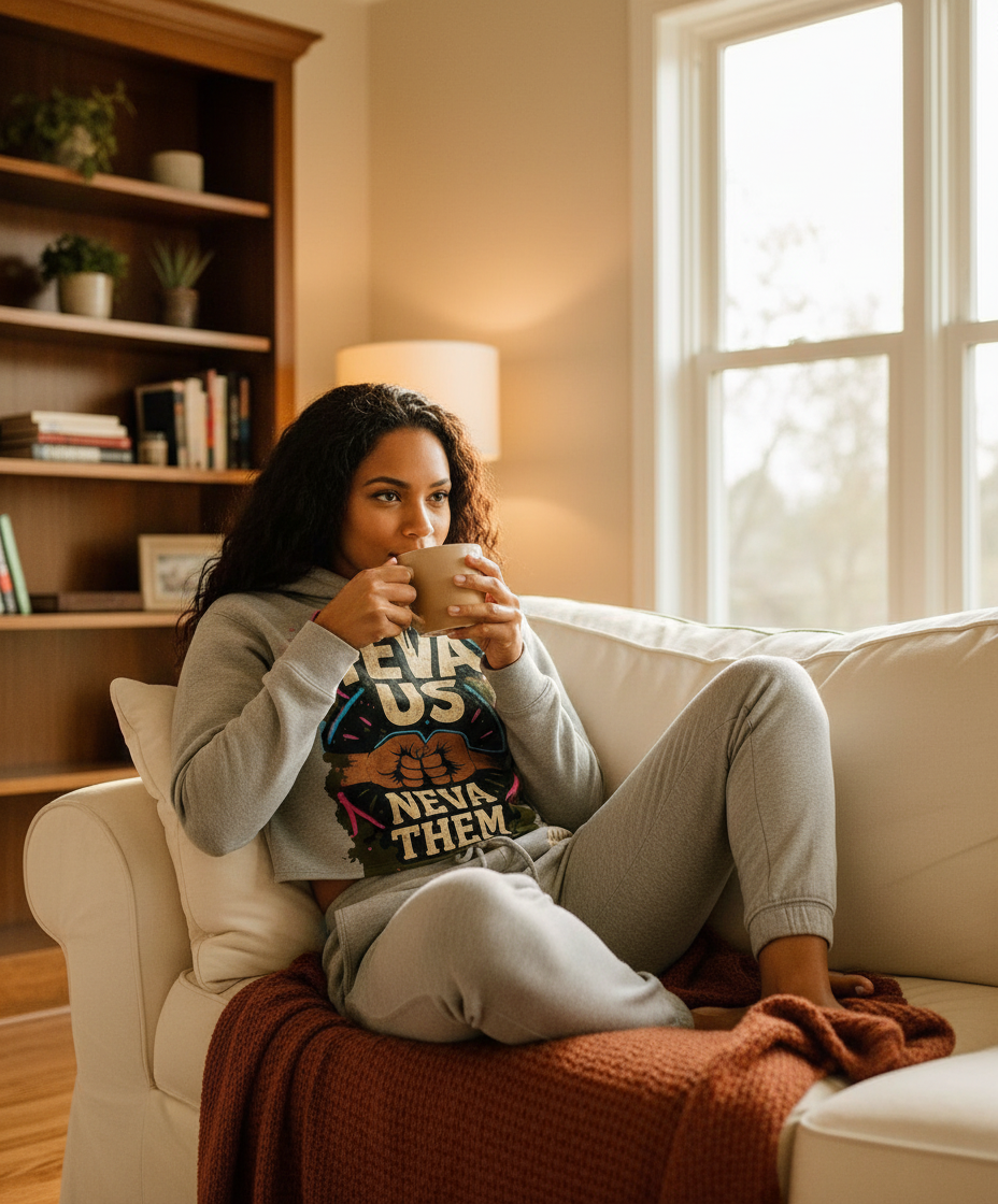 Cozy cropped jogger set lifestyle photo
