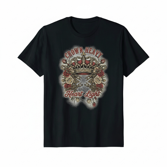Crown Heavy Heart Light Black T-Shirt