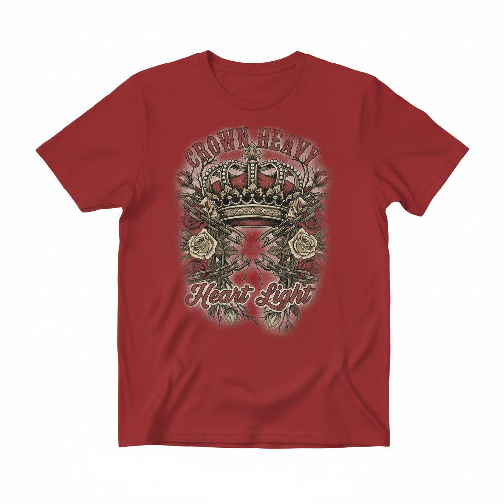 Crown Heavy Heart Light Red T-Shirt