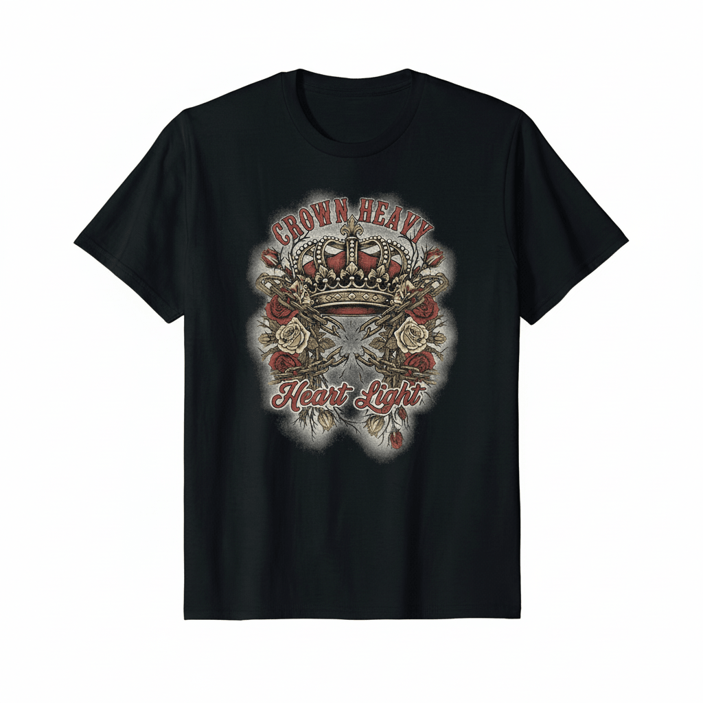 Crown Heavy Heart Light T-Shirt - Solo Queen Valentine's Design - TaggEt Dezignz