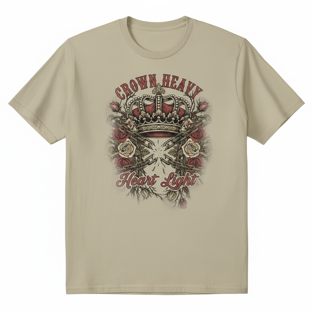 Crown Heavy Heart Light Tan T-Shirt