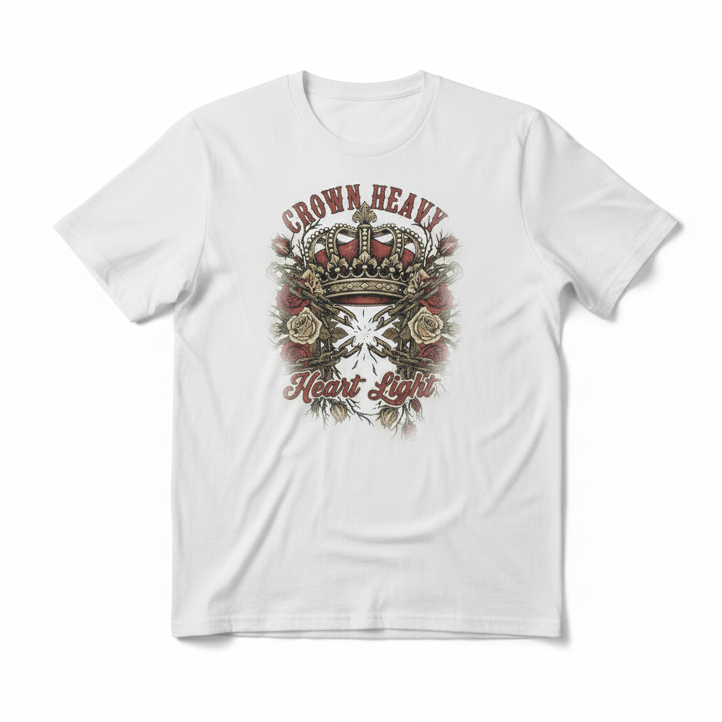 Crown Heavy Heart Light White T-Shirt