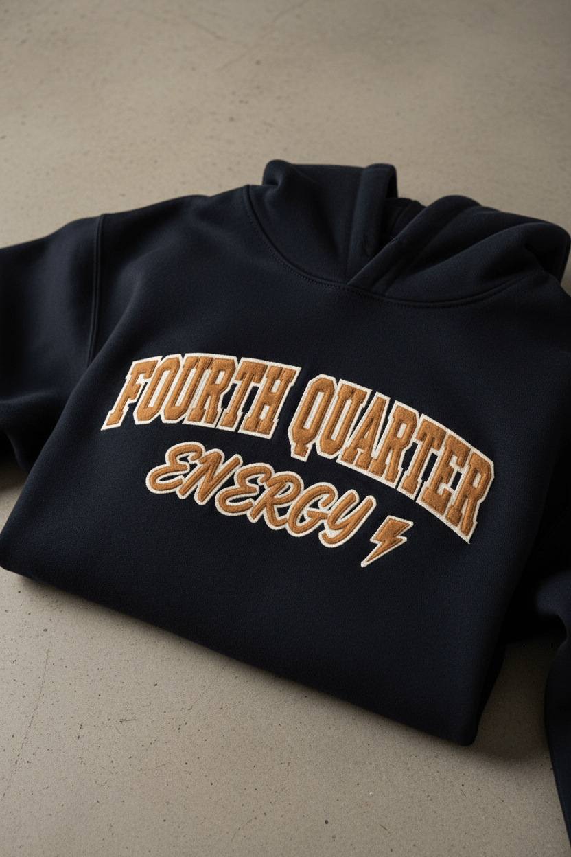 Fourth Quarter Energy Embroidered Hoodie - TaggEt Dezignz