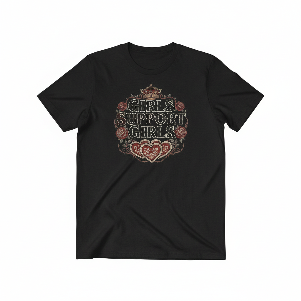 Girls Support Girls Black T-Shirt