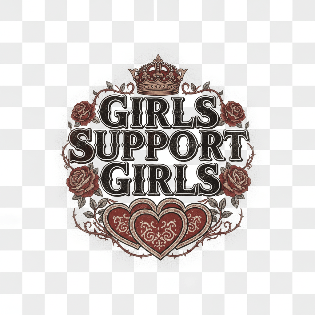 Girls Support Girls DTF Transfer Sheet - Girl Power Valentine's Design - TaggEt Dezignz