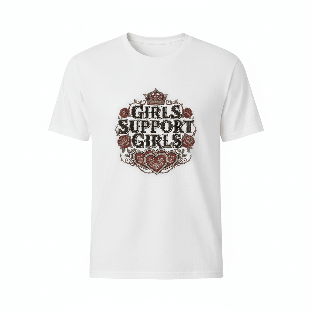 Girls Support Girls T-Shirt - Girl Power Valentine's Design - TaggEt Dezignz