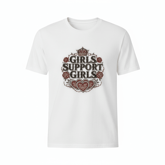 Girls Support Girls T-Shirt - Girl Power Valentine's Design - TaggEt Dezignz